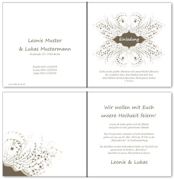  Einladungskarten Hochzeit, Hochzeitseinladungen, Hochzeitskarten, Einladungen f&uuml;r Hochzeit