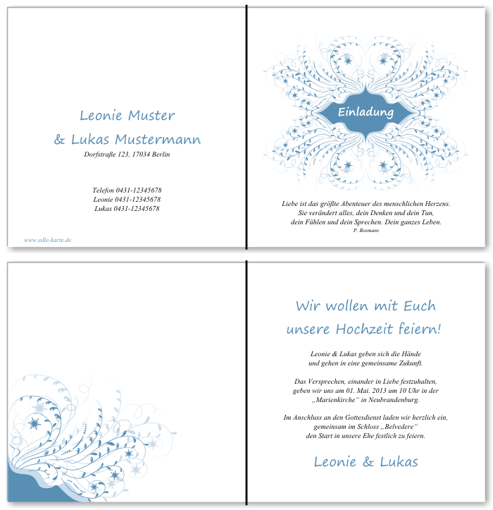  Einladungskarten Hochzeit, Hochzeitseinladungen, Hochzeitskarten, Einladungen f&uuml;r Hochzeit