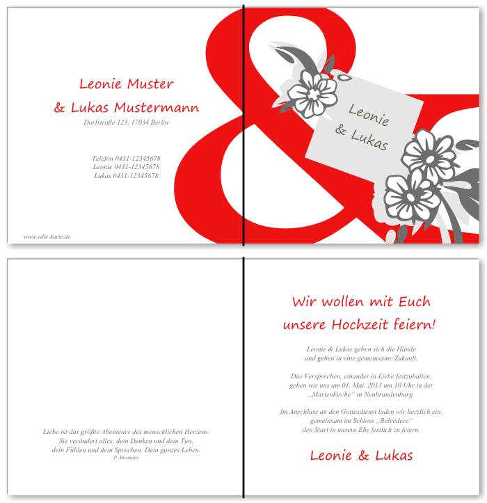  Einladungskarten Hochzeit, Hochzeitseinladungen, Hochzeitskarten, Einladungen f&uuml;r Hochzeit