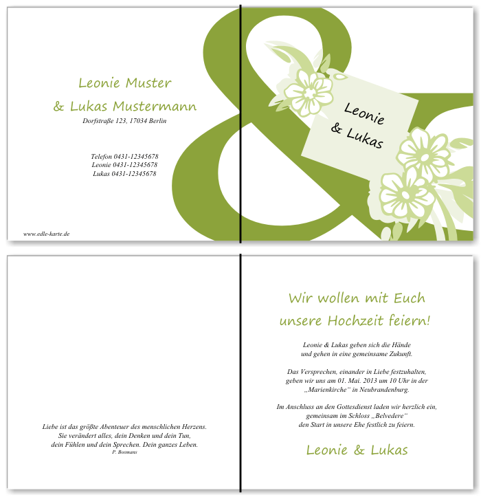  Einladungskarten Hochzeit, Hochzeitseinladungen, Hochzeitskarten, Einladungen f&uuml;r Hochzeit