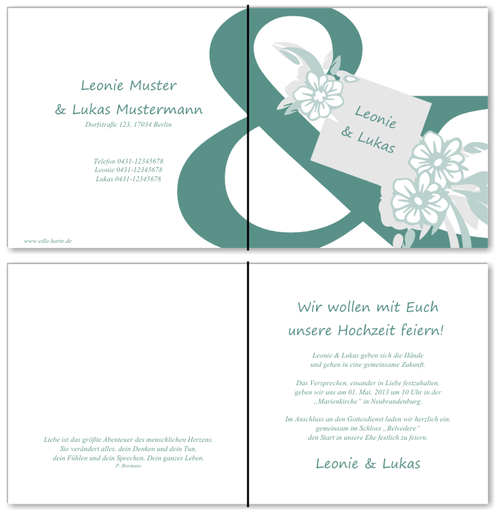  Einladungskarten Hochzeit, Hochzeitseinladungen, Hochzeitskarten, Einladungen f&uuml;r Hochzeit