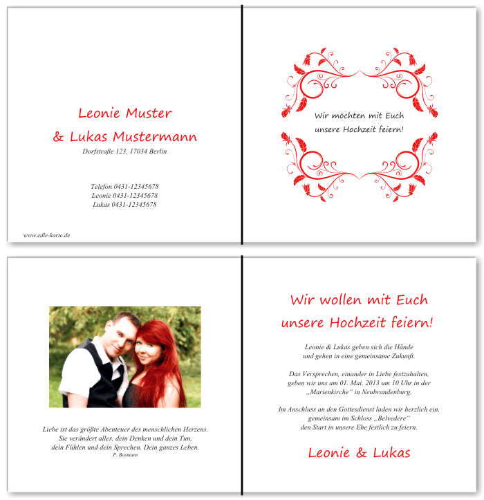  Einladungskarten Hochzeit, Hochzeitseinladungen, Hochzeitskarten, Einladungen f&uuml;r Hochzeit