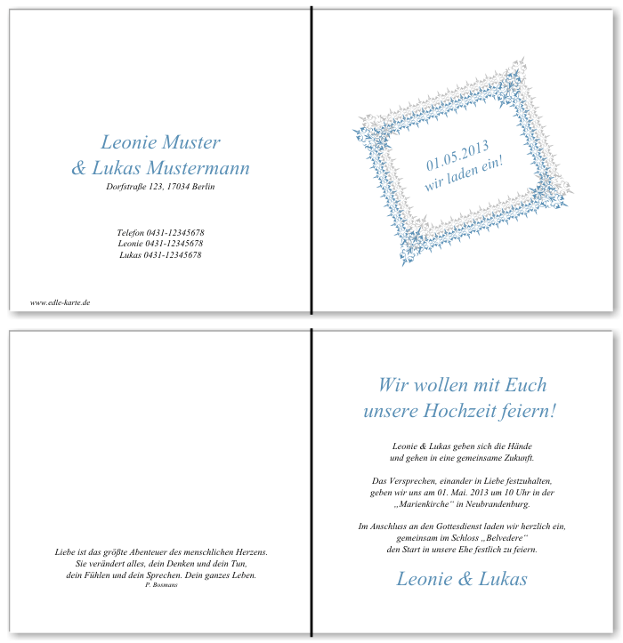  Einladungskarten Hochzeit, Hochzeitseinladungen, Hochzeitskarten, Einladungen f&uuml;r Hochzeit