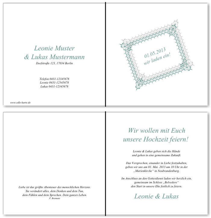  Einladungskarten Hochzeit, Hochzeitseinladungen, Hochzeitskarten, Einladungen f&uuml;r Hochzeit