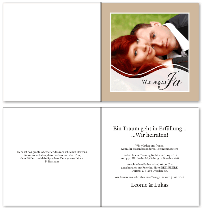  Einladungskarten Hochzeit, Hochzeitseinladungen, Hochzeitskarten, Einladungen f&uuml;r Hochzeit