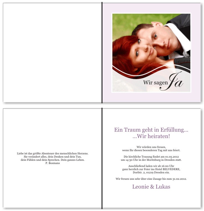  Einladungskarten Hochzeit, Hochzeitseinladungen, Hochzeitskarten, Einladungen f&uuml;r Hochzeit