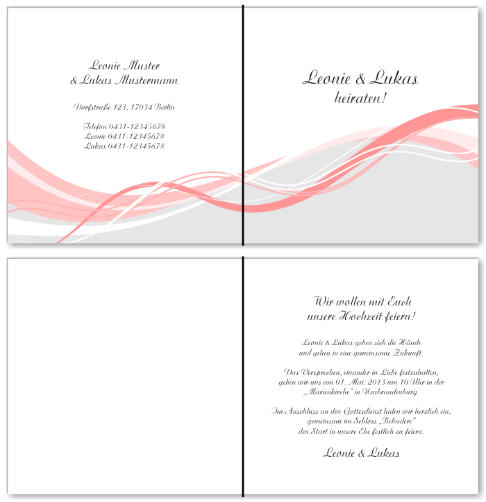  Einladungskarten Hochzeit, Hochzeitseinladungen, Hochzeitskarten, Einladungen f&uuml;r Hochzeit