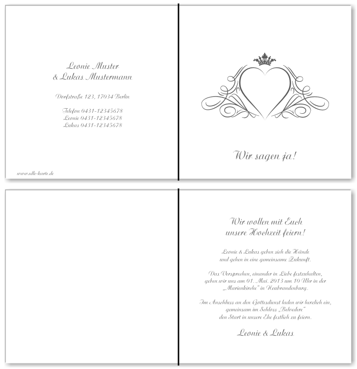  Einladungskarten Hochzeit, Hochzeitseinladungen, Hochzeitskarten, Einladungen f&uuml;r Hochzeit