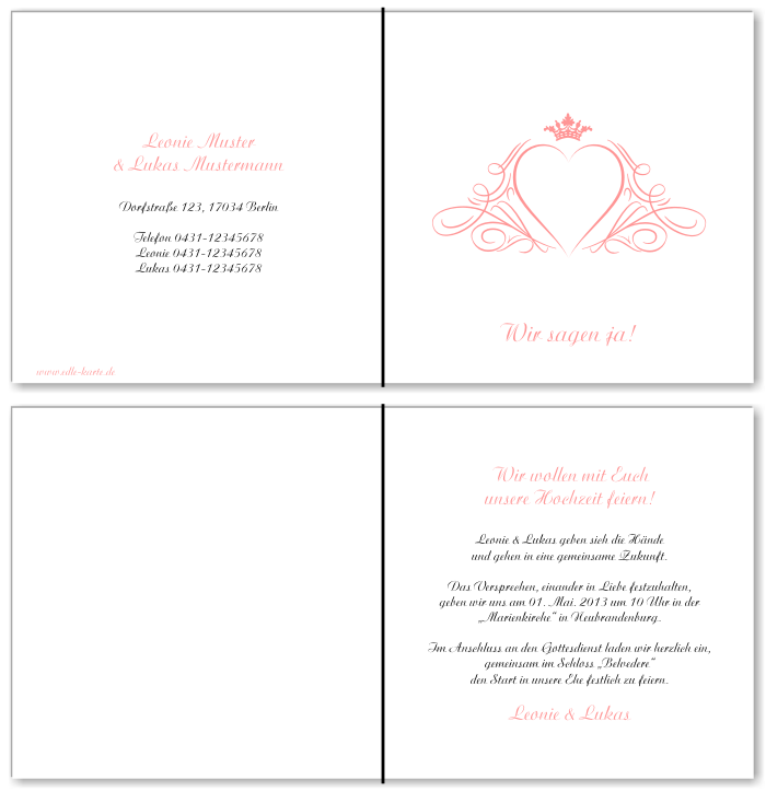  Einladungskarten Hochzeit, Hochzeitseinladungen, Hochzeitskarten, Einladungen f&uuml;r Hochzeit