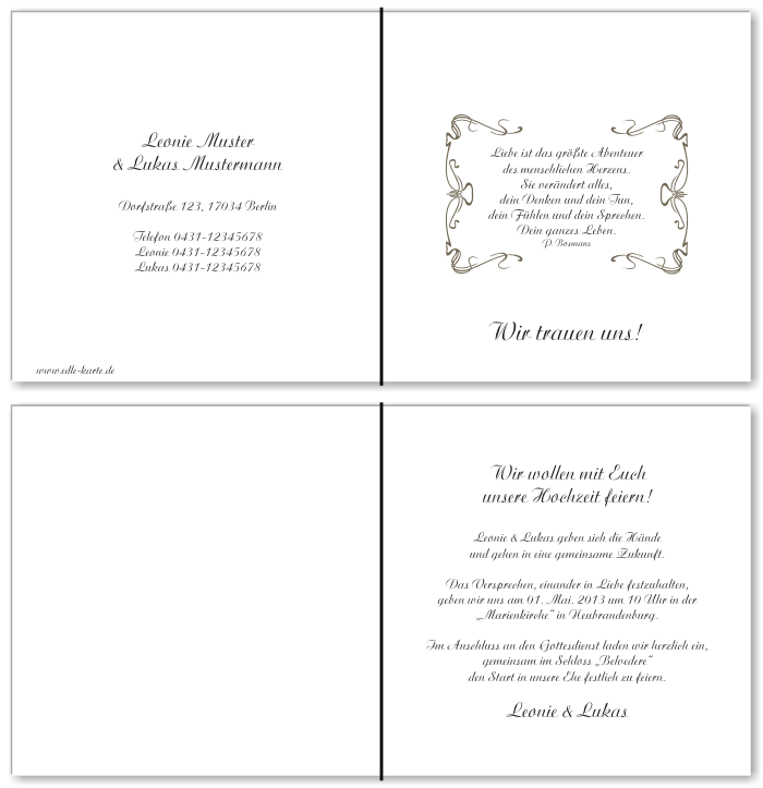  Einladungskarten Hochzeit, Hochzeitseinladungen, Hochzeitskarten, Einladungen f&uuml;r Hochzeit