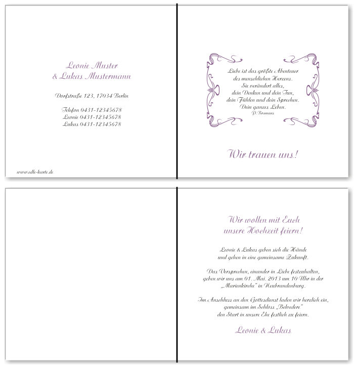  Einladungskarten Hochzeit, Hochzeitseinladungen, Hochzeitskarten, Einladungen f&uuml;r Hochzeit