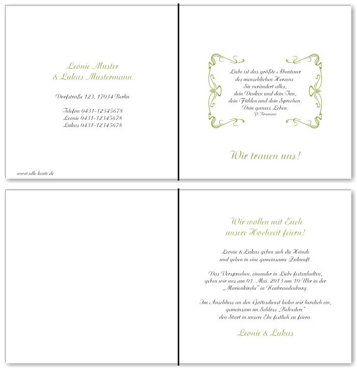  Einladungskarten Hochzeit, Hochzeitseinladungen, Hochzeitskarten, Einladungen f&uuml;r Hochzeit