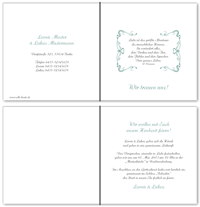  Einladungskarten Hochzeit, Hochzeitseinladungen, Hochzeitskarten, Einladungen f&uuml;r Hochzeit