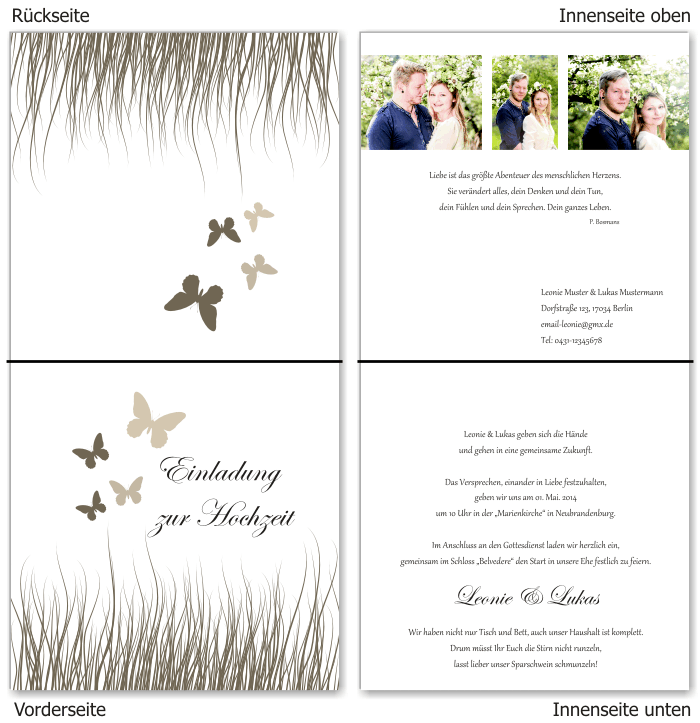  Einladungskarten Hochzeit, Hochzeitseinladungen, Hochzeitskarten, Einladungen f&uuml;r Hochzeit