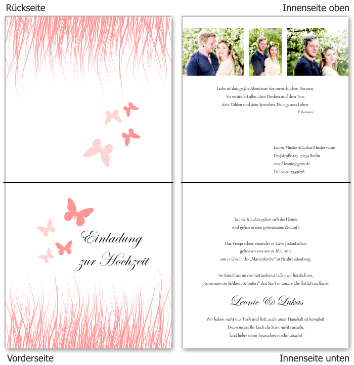  Einladungskarten Hochzeit, Hochzeitseinladungen, Hochzeitskarten, Einladungen f&uuml;r Hochzeit