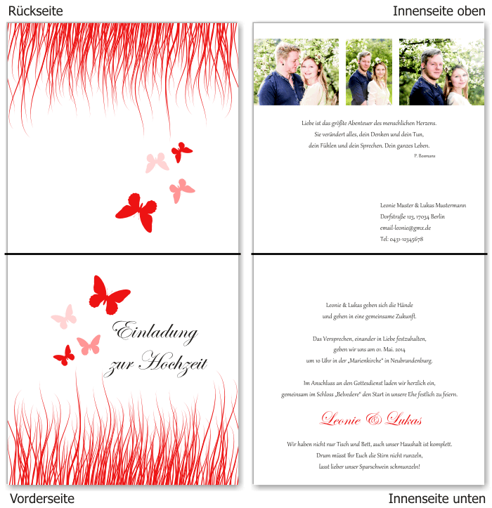  Einladungskarten Hochzeit, Hochzeitseinladungen, Hochzeitskarten, Einladungen f&uuml;r Hochzeit