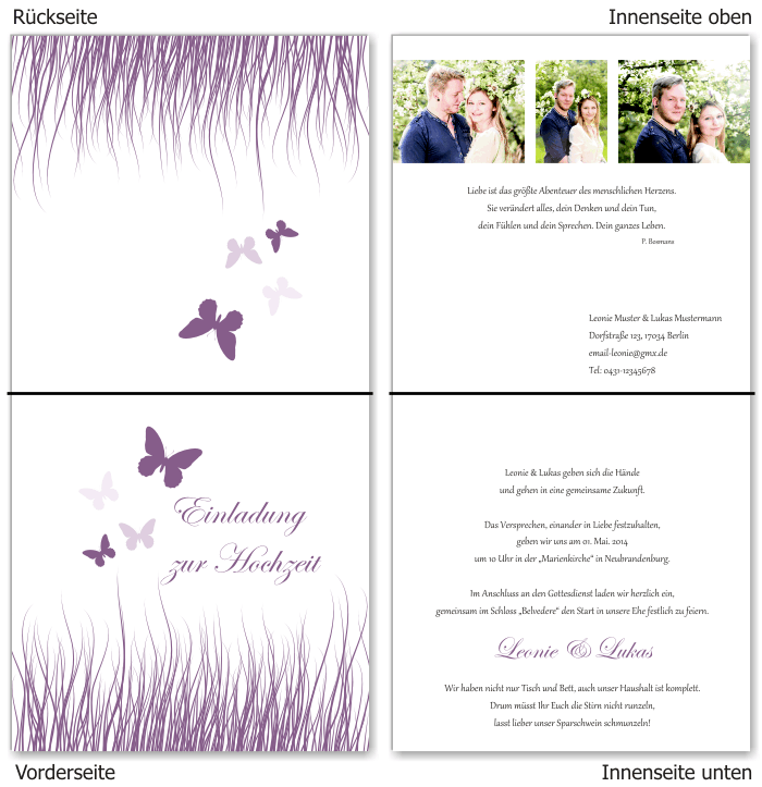  Einladungskarten Hochzeit, Hochzeitseinladungen, Hochzeitskarten, Einladungen f&uuml;r Hochzeit