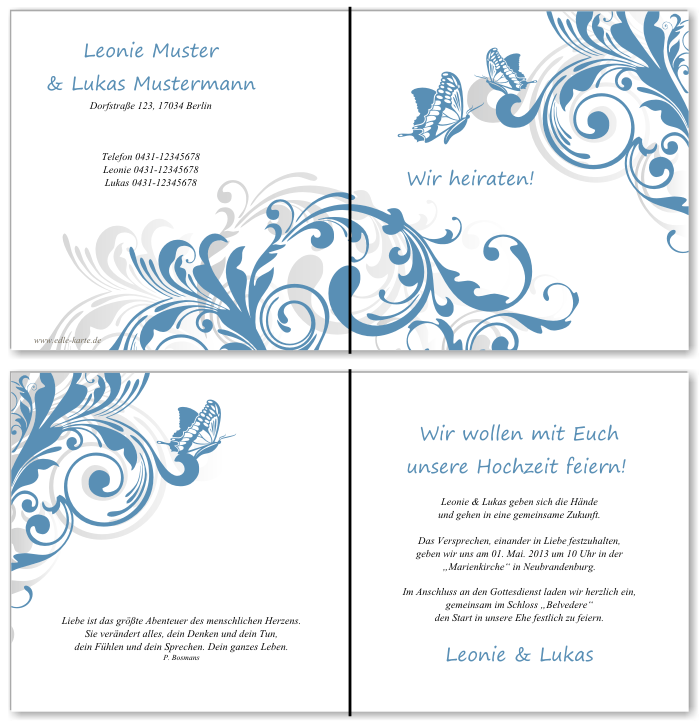  Einladungskarten Hochzeit, Hochzeitseinladungen, Hochzeitskarten, Einladungen f&uuml;r Hochzeit