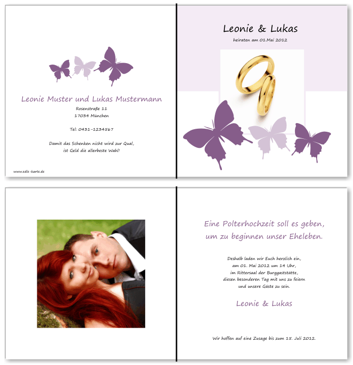  Einladungskarten Hochzeit, Hochzeitseinladungen, Hochzeitskarten, Einladungen f&uuml;r Hochzeit