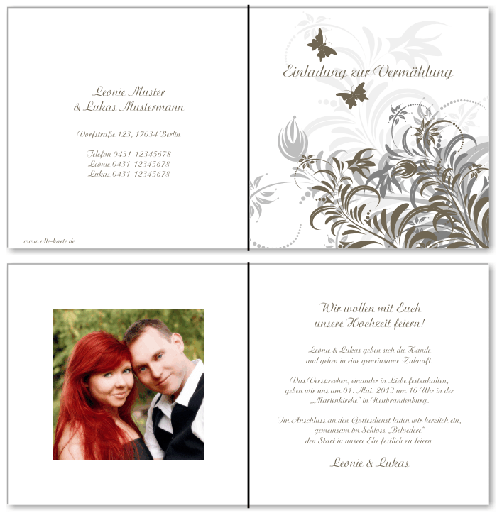  Einladungskarten Hochzeit, Hochzeitseinladungen, Hochzeitskarten, Einladungen f&uuml;r Hochzeit