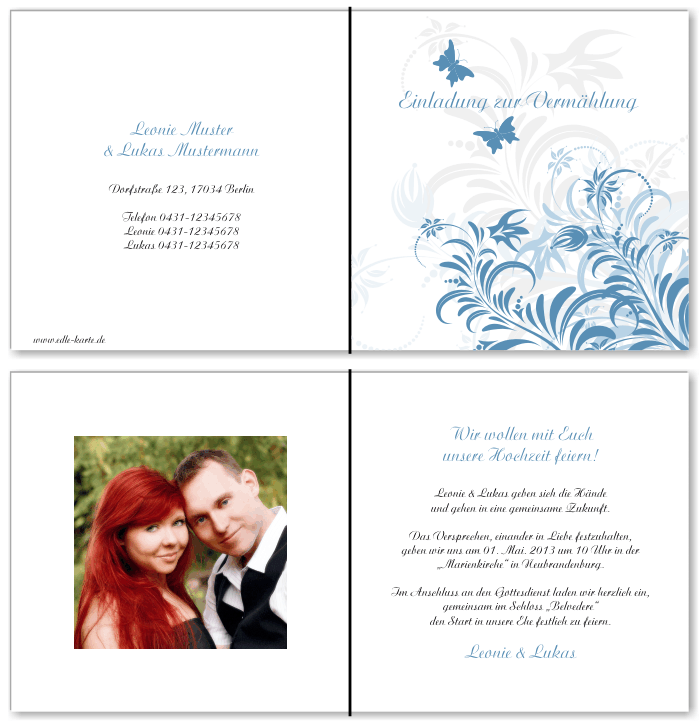  Einladungskarten Hochzeit, Hochzeitseinladungen, Hochzeitskarten, Einladungen f&uuml;r Hochzeit