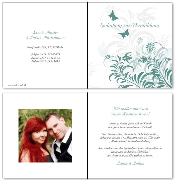  Einladungskarten Hochzeit, Hochzeitseinladungen, Hochzeitskarten, Einladungen f&uuml;r Hochzeit