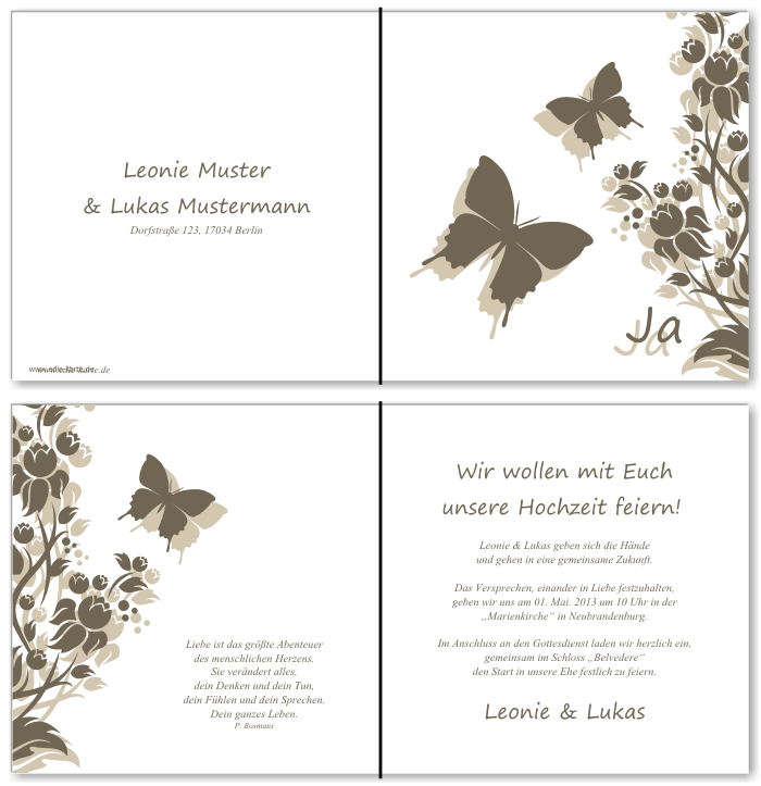  Einladungskarten Hochzeit, Hochzeitseinladungen, Hochzeitskarten, Einladungen f&uuml;r Hochzeit