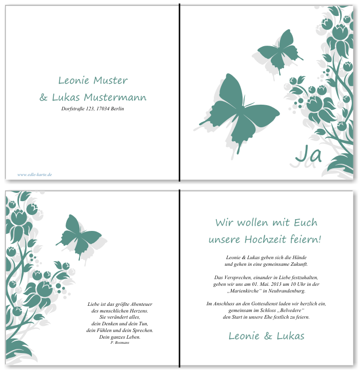  Einladungskarten Hochzeit, Hochzeitseinladungen, Hochzeitskarten, Einladungen f&uuml;r Hochzeit