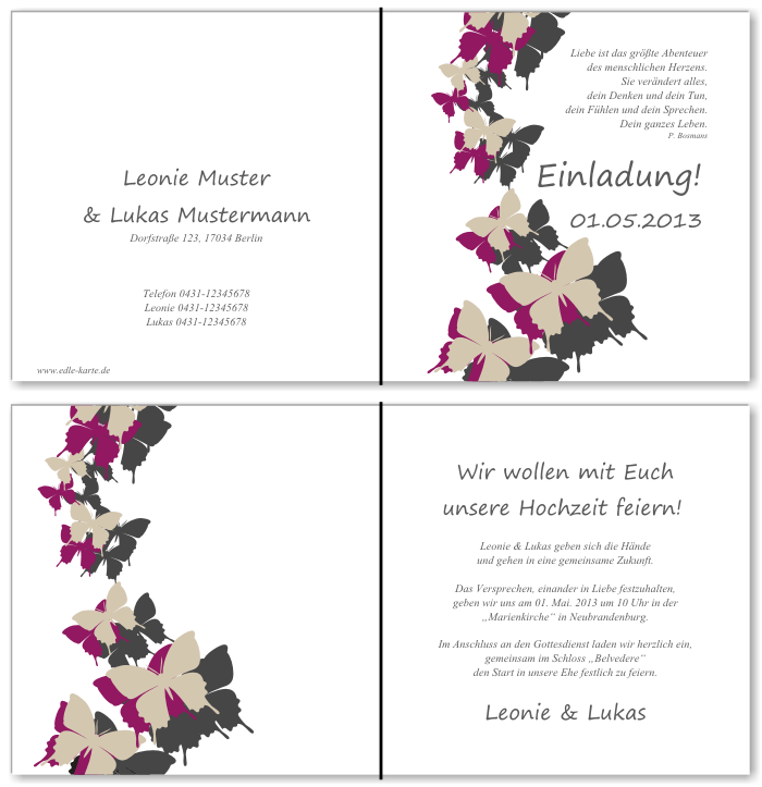  Einladungskarten Hochzeit, Hochzeitseinladungen, Hochzeitskarten, Einladungen f&uuml;r Hochzeit