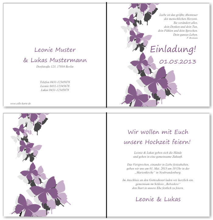  Einladungskarten Hochzeit, Hochzeitseinladungen, Hochzeitskarten, Einladungen f&uuml;r Hochzeit