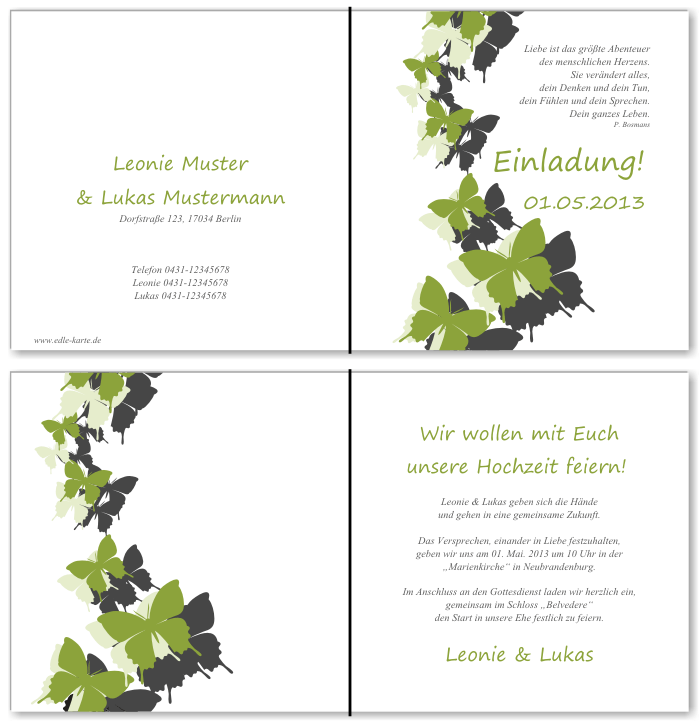  Einladungskarten Hochzeit, Hochzeitseinladungen, Hochzeitskarten, Einladungen f&uuml;r Hochzeit