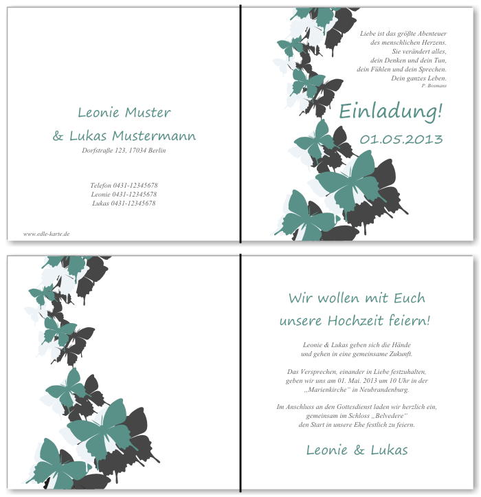  Einladungskarten Hochzeit, Hochzeitseinladungen, Hochzeitskarten, Einladungen f&uuml;r Hochzeit