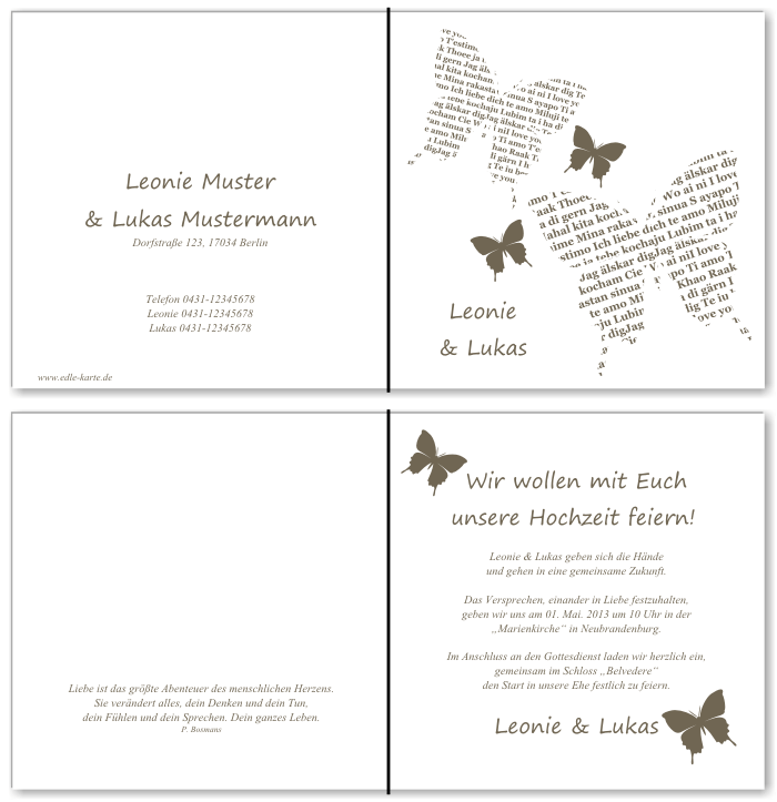  Einladungskarten Hochzeit, Hochzeitseinladungen, Hochzeitskarten, Einladungen f&uuml;r Hochzeit