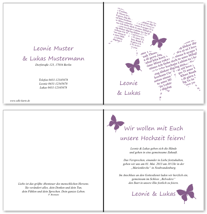  Einladungskarten Hochzeit, Hochzeitseinladungen, Hochzeitskarten, Einladungen f&uuml;r Hochzeit
