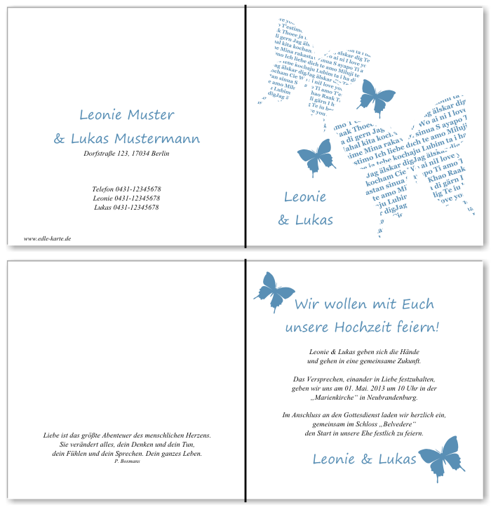  Einladungskarten Hochzeit, Hochzeitseinladungen, Hochzeitskarten, Einladungen f&uuml;r Hochzeit