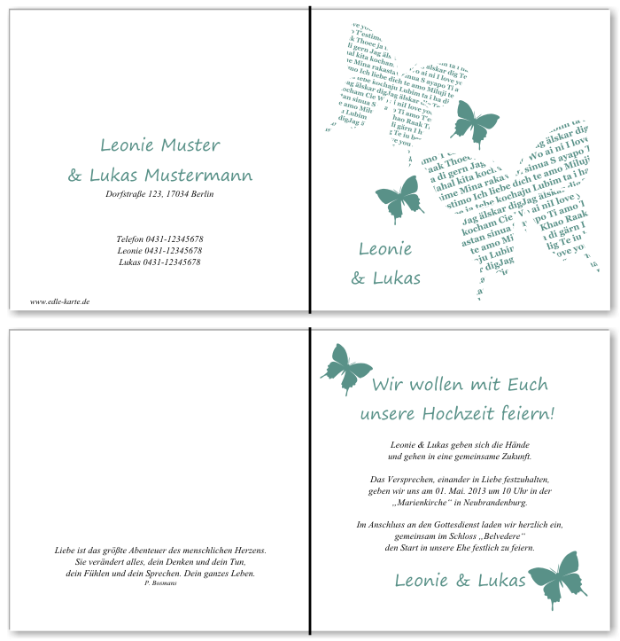  Einladungskarten Hochzeit, Hochzeitseinladungen, Hochzeitskarten, Einladungen f&uuml;r Hochzeit