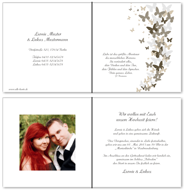  Einladungskarten Hochzeit, Hochzeitseinladungen, Hochzeitskarten, Einladungen f&uuml;r Hochzeit