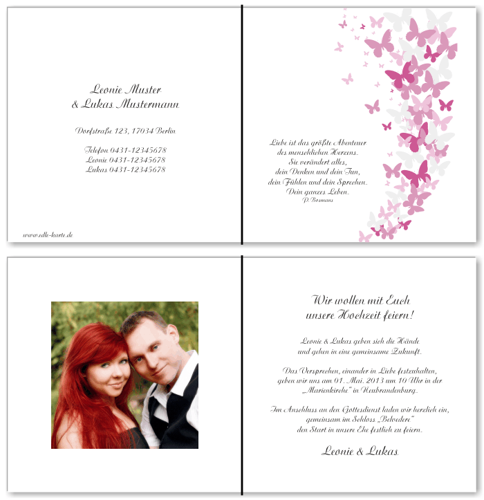  Einladungskarten Hochzeit, Hochzeitseinladungen, Hochzeitskarten, Einladungen f&uuml;r Hochzeit