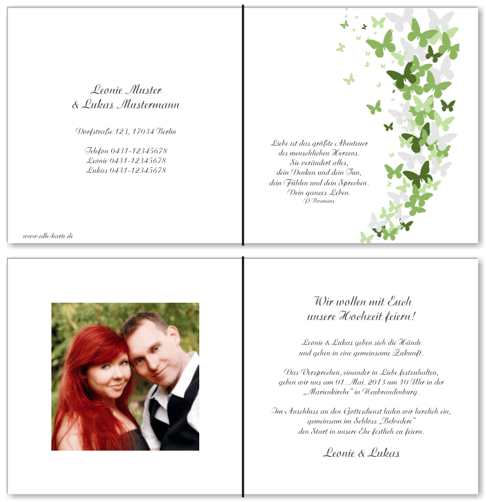  Einladungskarten Hochzeit, Hochzeitseinladungen, Hochzeitskarten, Einladungen f&uuml;r Hochzeit