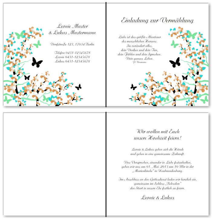  Einladungskarten Hochzeit, Hochzeitseinladungen, Hochzeitskarten, Einladungen f&uuml;r Hochzeit