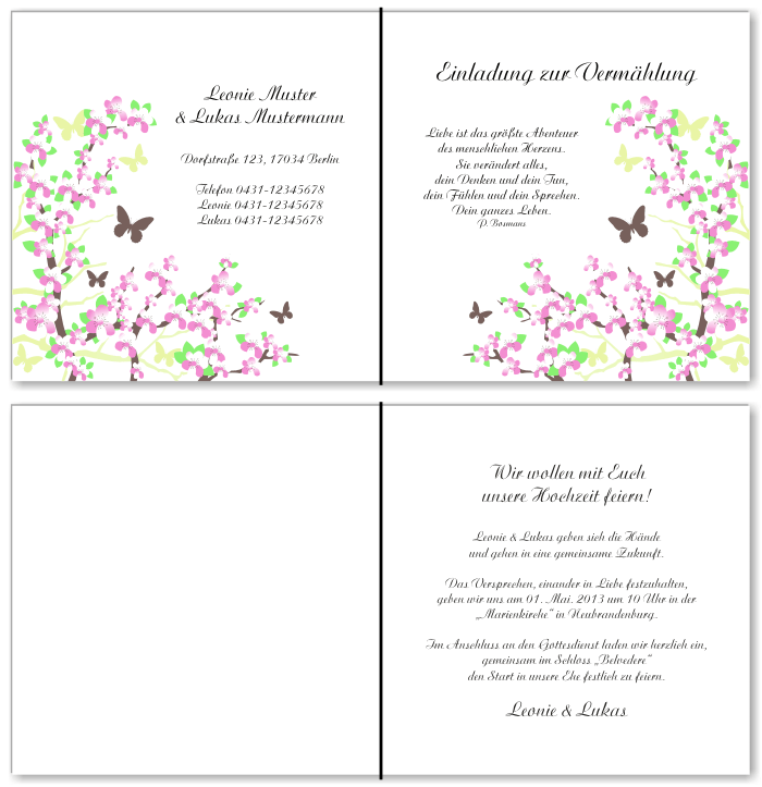  Einladungskarten Hochzeit, Hochzeitseinladungen, Hochzeitskarten, Einladungen f&uuml;r Hochzeit