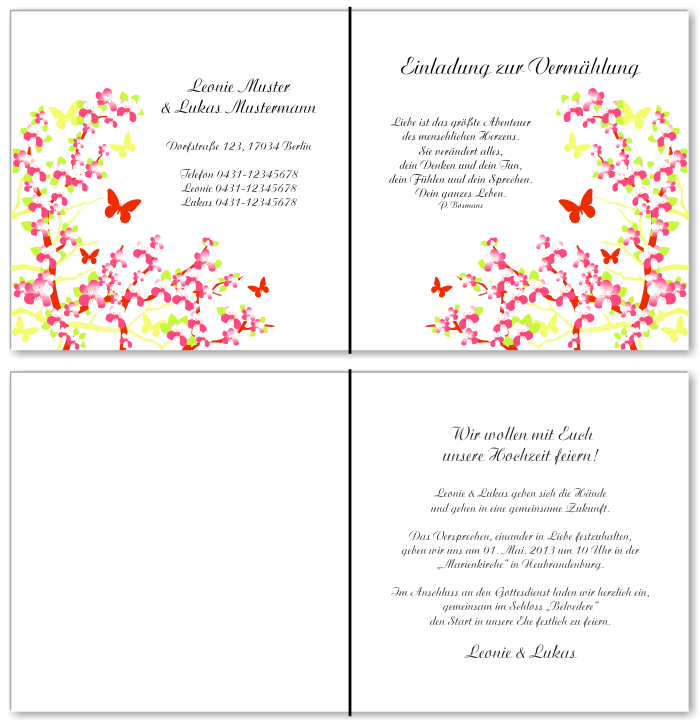  Einladungskarten Hochzeit, Hochzeitseinladungen, Hochzeitskarten, Einladungen f&uuml;r Hochzeit