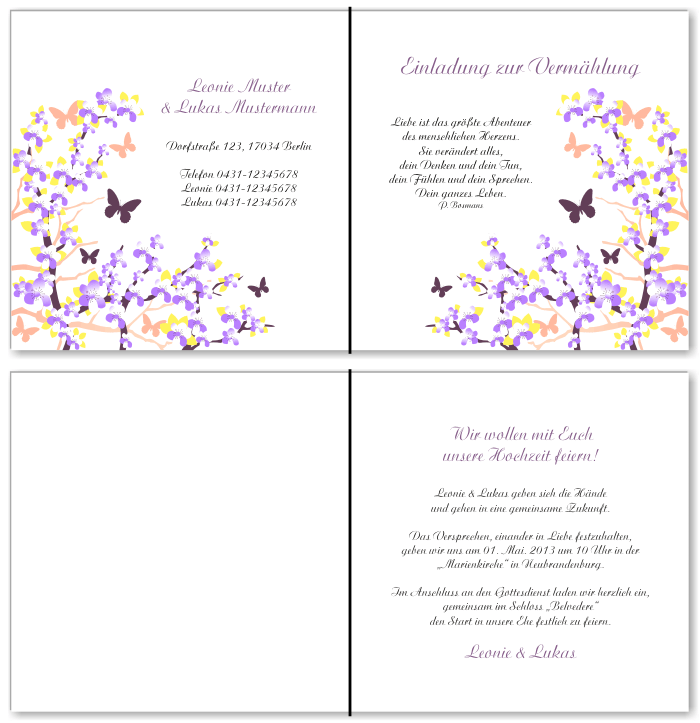  Einladungskarten Hochzeit, Hochzeitseinladungen, Hochzeitskarten, Einladungen f&uuml;r Hochzeit