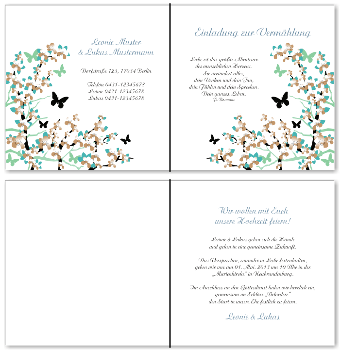  Einladungskarten Hochzeit, Hochzeitseinladungen, Hochzeitskarten, Einladungen f&uuml;r Hochzeit