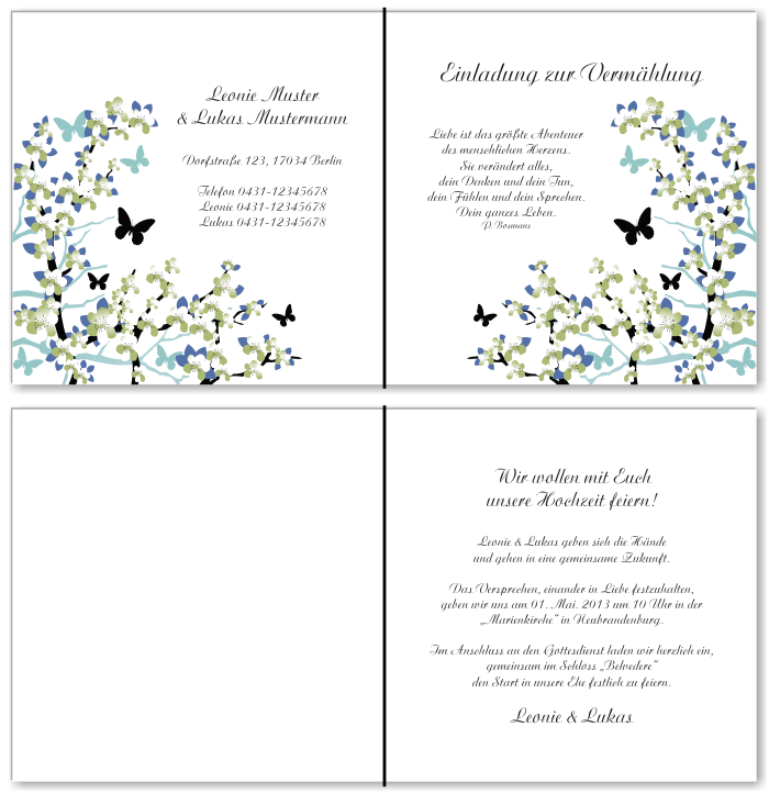  Einladungskarten Hochzeit, Hochzeitseinladungen, Hochzeitskarten, Einladungen f&uuml;r Hochzeit