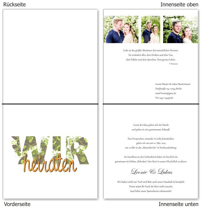  Einladungskarten Hochzeit, Hochzeitseinladungen, Hochzeitskarten, Einladungen f&uuml;r Hochzeit