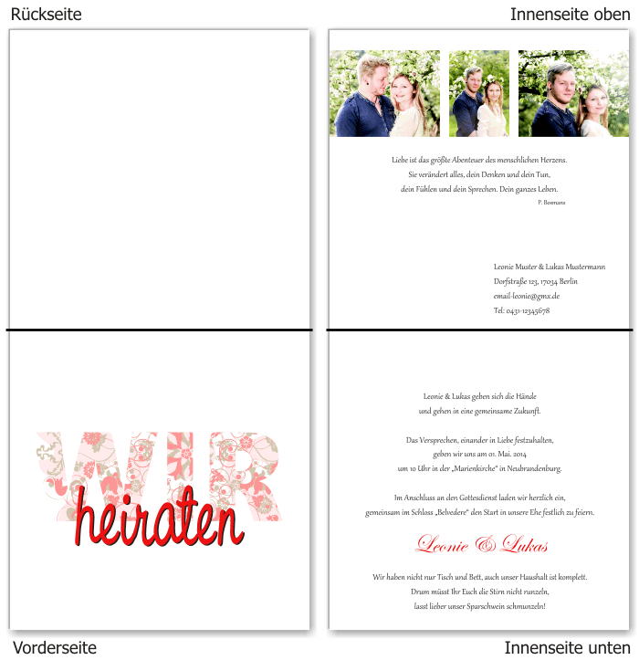  Einladungskarten Hochzeit, Hochzeitseinladungen, Hochzeitskarten, Einladungen f&uuml;r Hochzeit