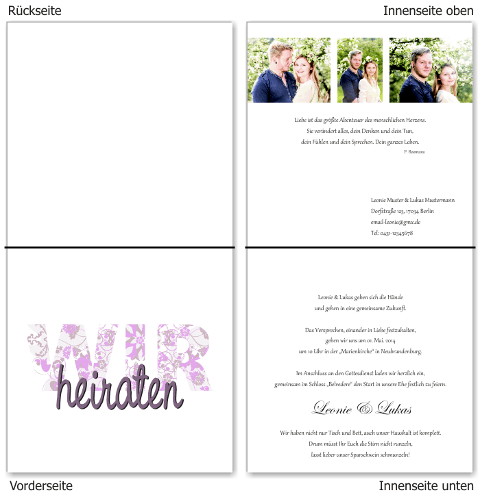  Einladungskarten Hochzeit, Hochzeitseinladungen, Hochzeitskarten, Einladungen f&uuml;r Hochzeit