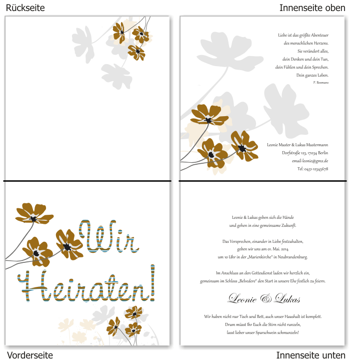  Einladungskarten Hochzeit, Hochzeitseinladungen, Hochzeitskarten, Einladungen f&uuml;r Hochzeit