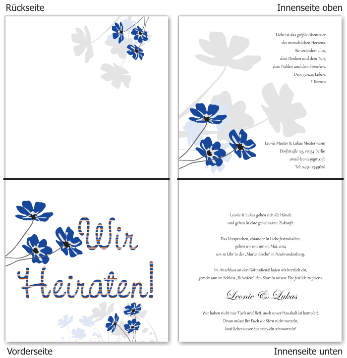  Einladungskarten Hochzeit, Hochzeitseinladungen, Hochzeitskarten, Einladungen f&uuml;r Hochzeit